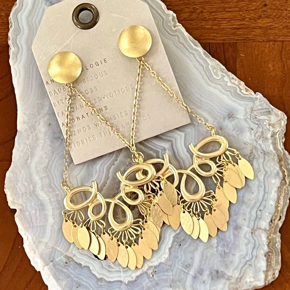 πΊπHPππΊ NWT Anthropologie Gold Scroll Chandeliers - Picture 9 of 16